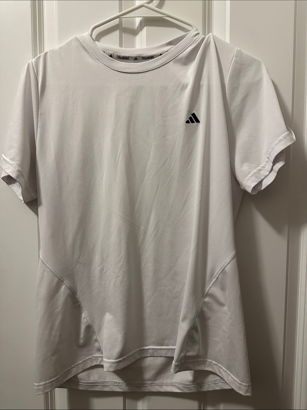 adidas White Short Sleeve Training Tee with Black Logo